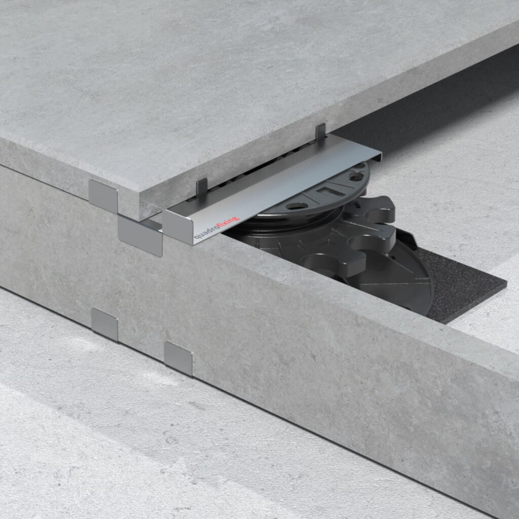 Adjustable paving pedestal supporting a raised patio