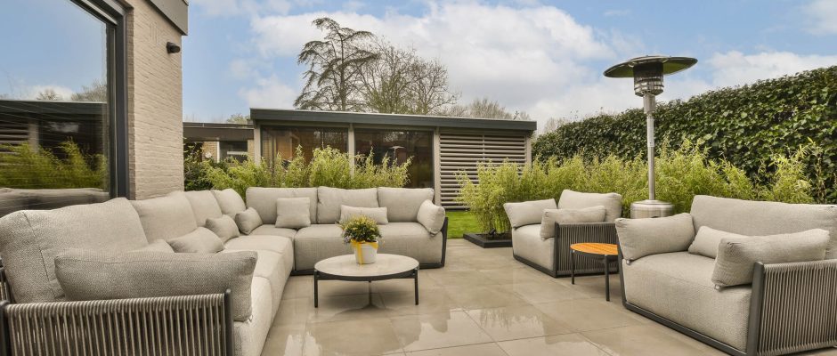 Outdoor porcelain paving on a patio