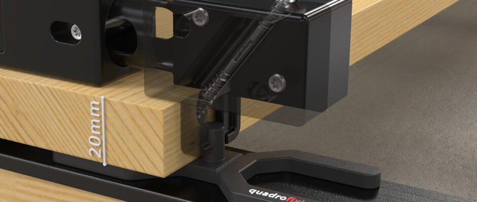 Drill Tool 50X guiding a screw into the side of a decking board